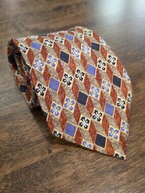 NWT Ermenegildo Zegna Diamond Pattern Rust Purple Tie